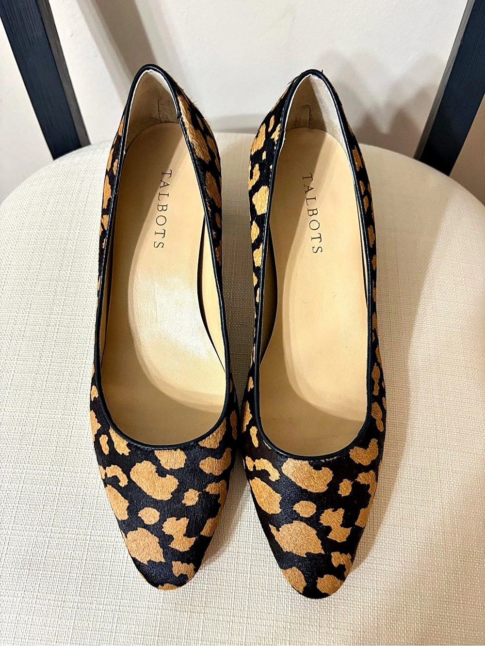 Talbots Leopard Calf Hair Pointed Toe Pumps